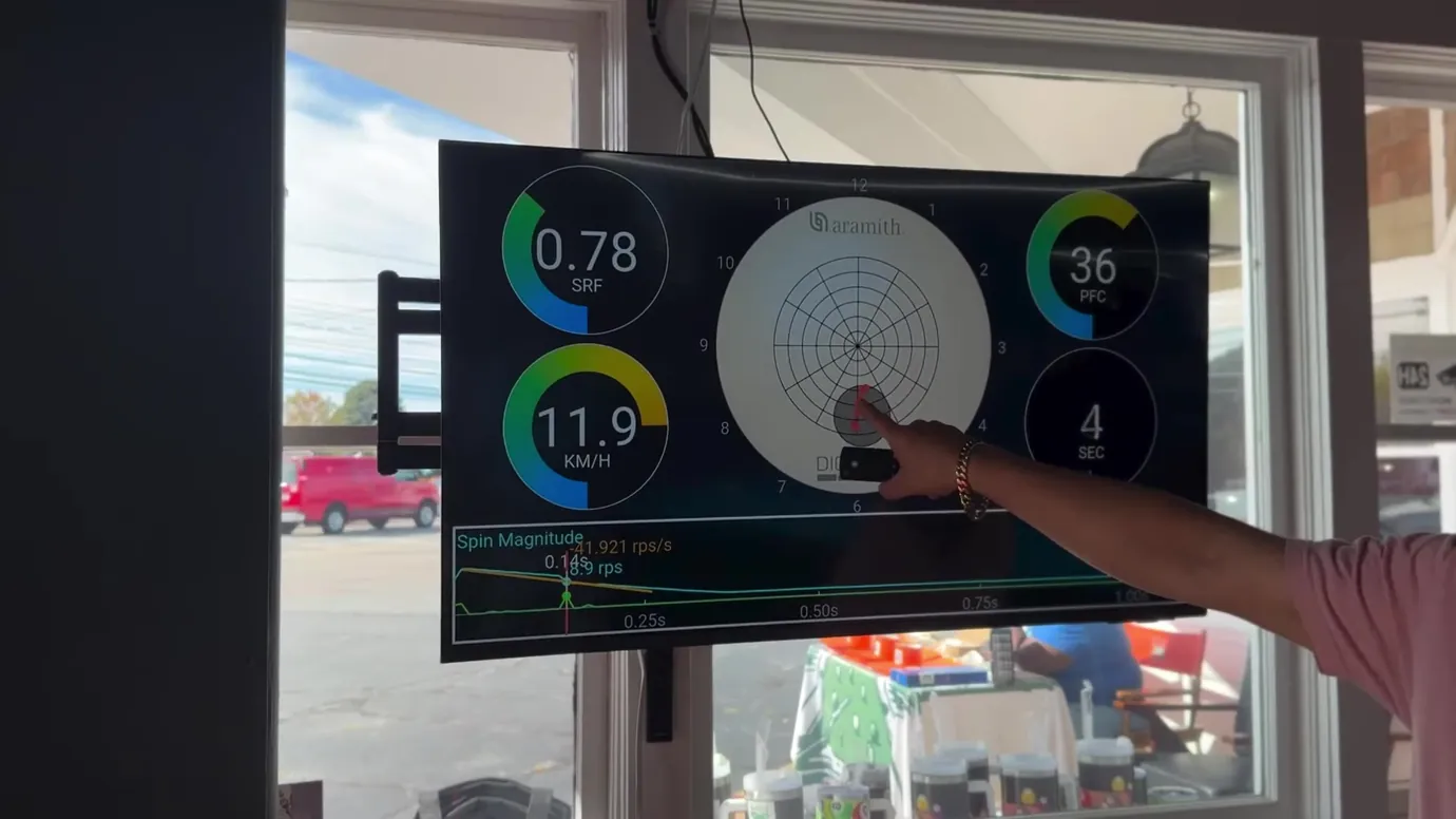 Real DigiBall display showing cue-ball contact feedback during training